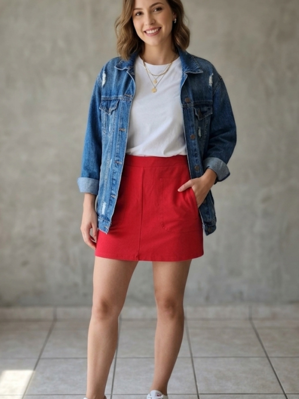 Forever 21 Red Mini Skirt with Front Pockets